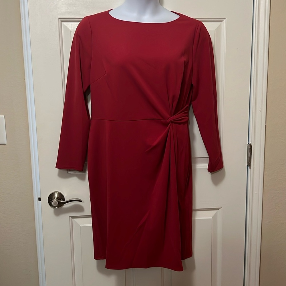 Donna Morgan Raspberry pink dress, long sleeved, size 16